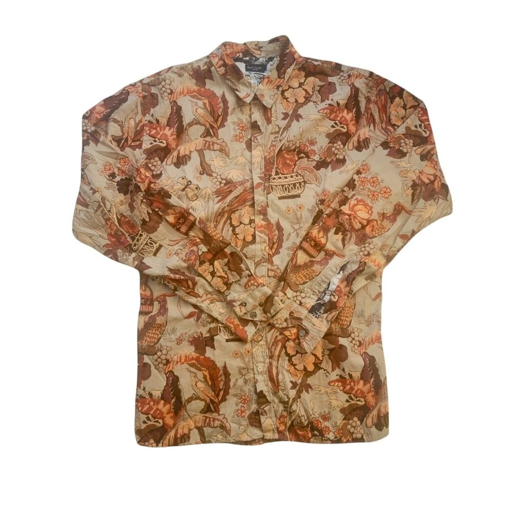 Paul Smith Jeans Men's XL Graphic Print Shirt, Slim Fit, Bird & Floral